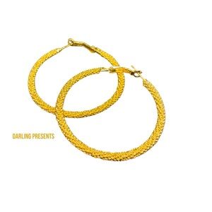 18K HOOP EARRINGS WOMEN COLOR GOLD